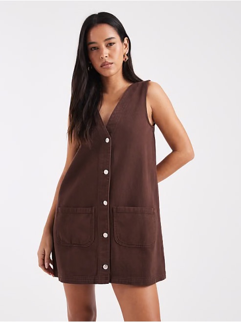 Asos Miss Selfridge Tailored Halter Mini Dress - Brown - Sz 4